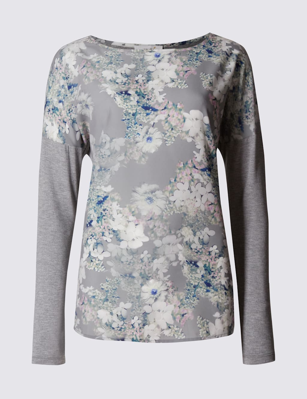 Hydrangea Print Long Sleeve Jersey Top 2 of 3