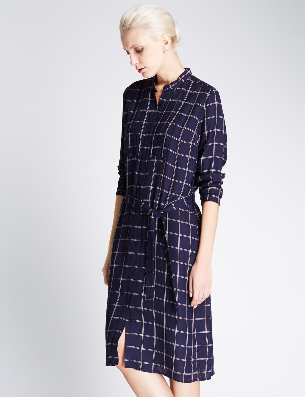 Checked Belted Shirt Dress 1 of 4