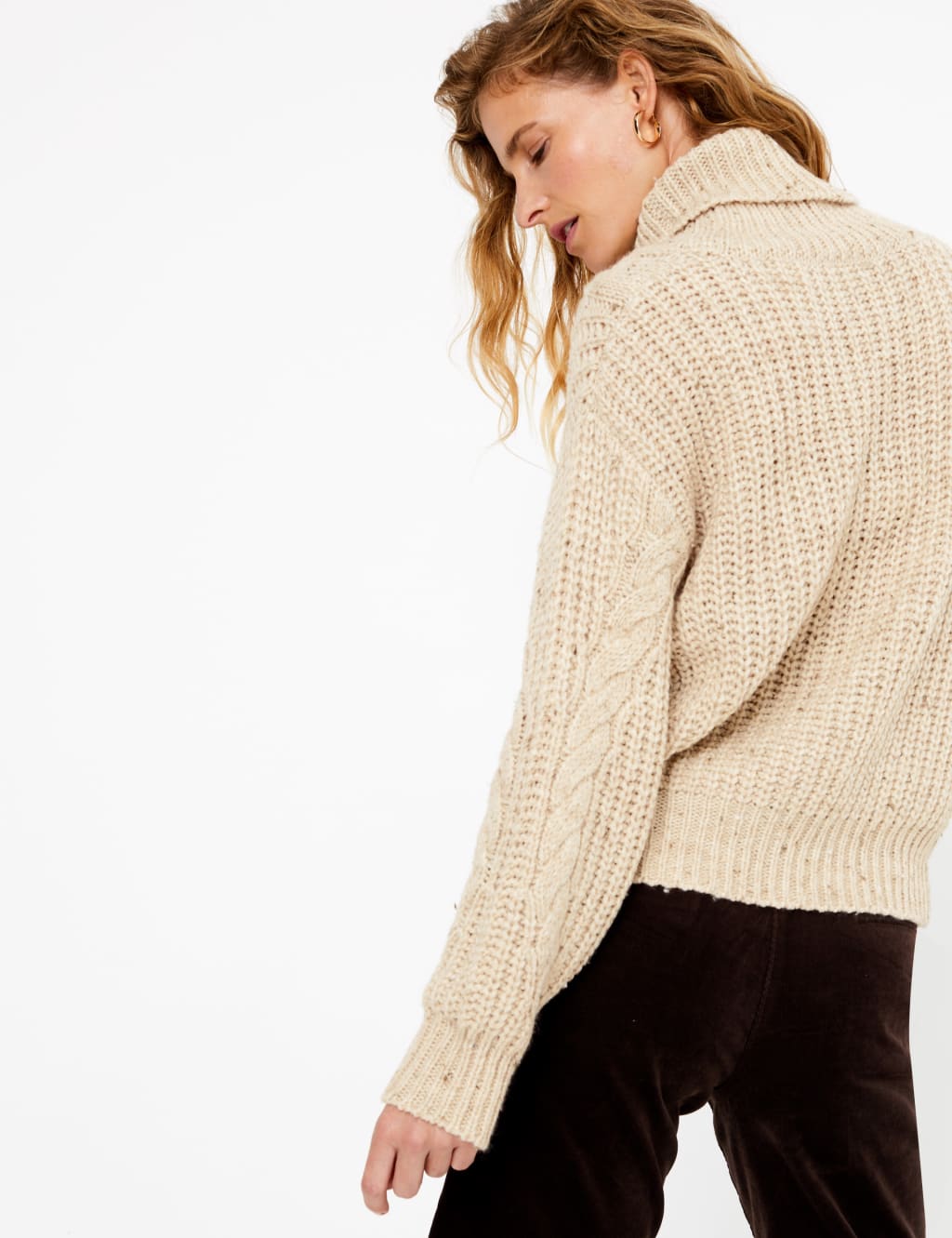 Cable Knit Roll Neck Relaxed Fit Jumper 5 of 7