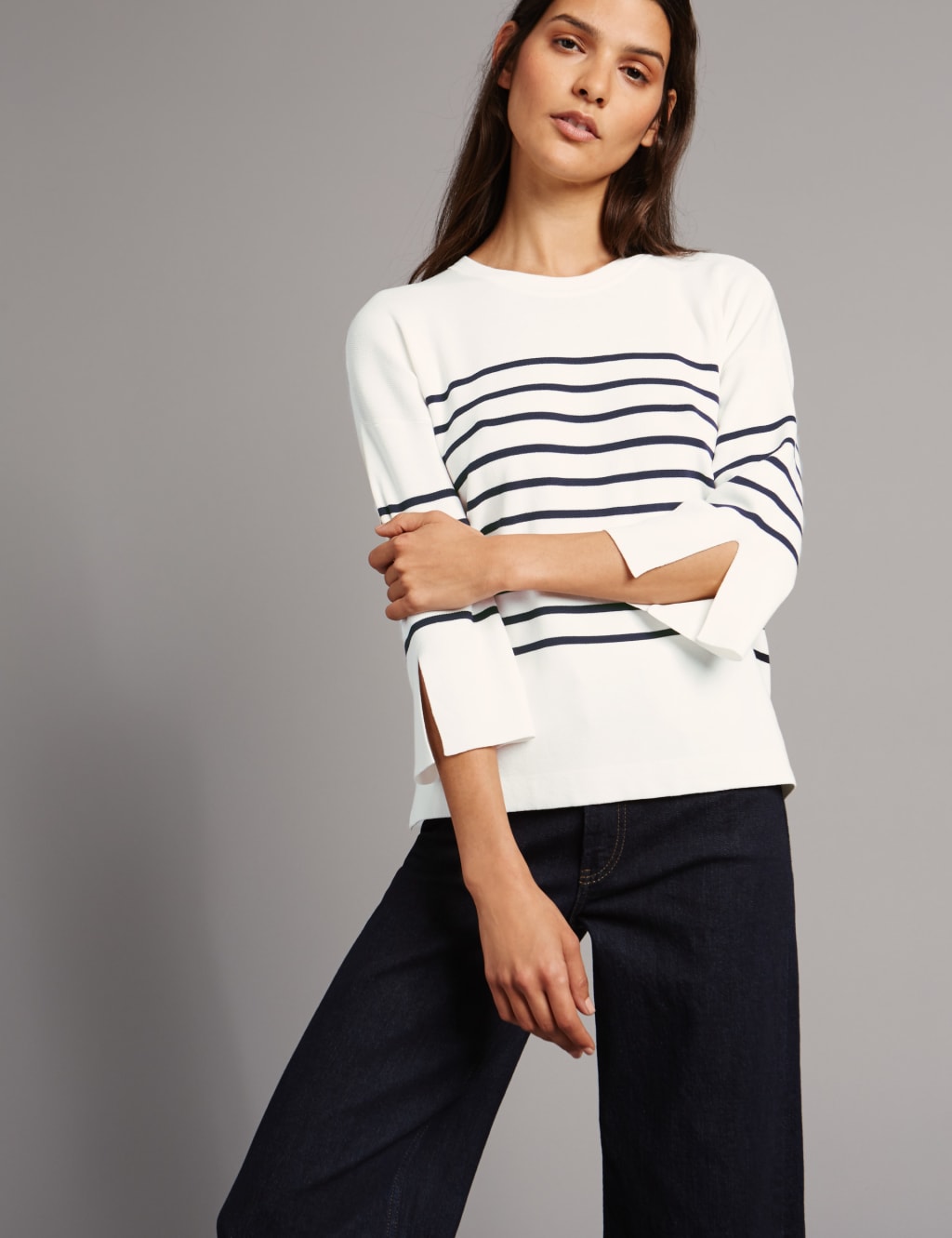 Cotton Blend Striped Round Neck Jumper 3 of 5