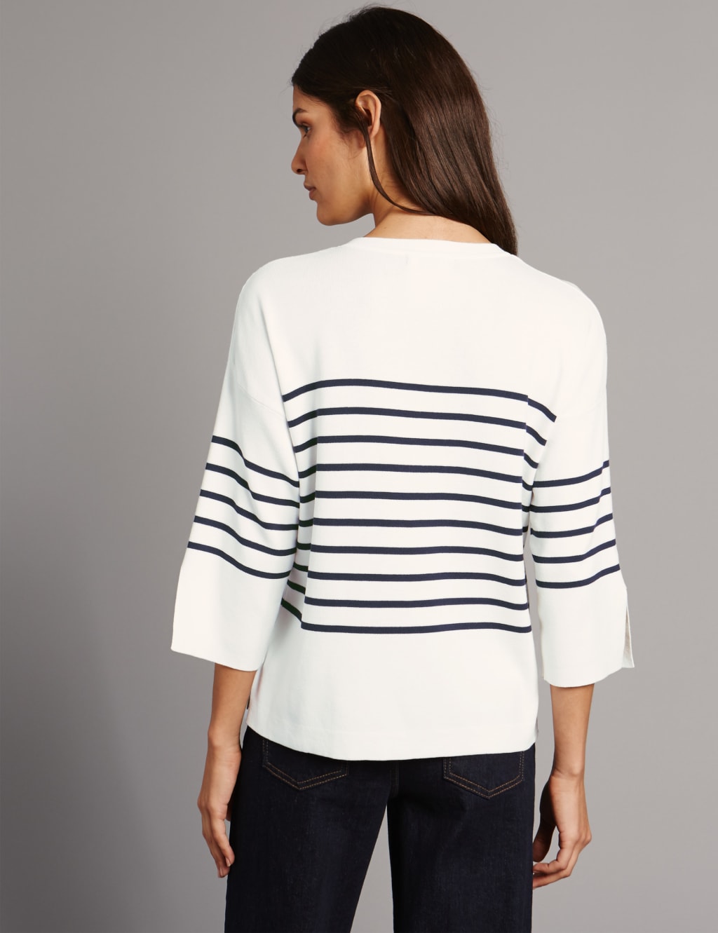 Cotton Blend Striped Round Neck Jumper 4 of 5