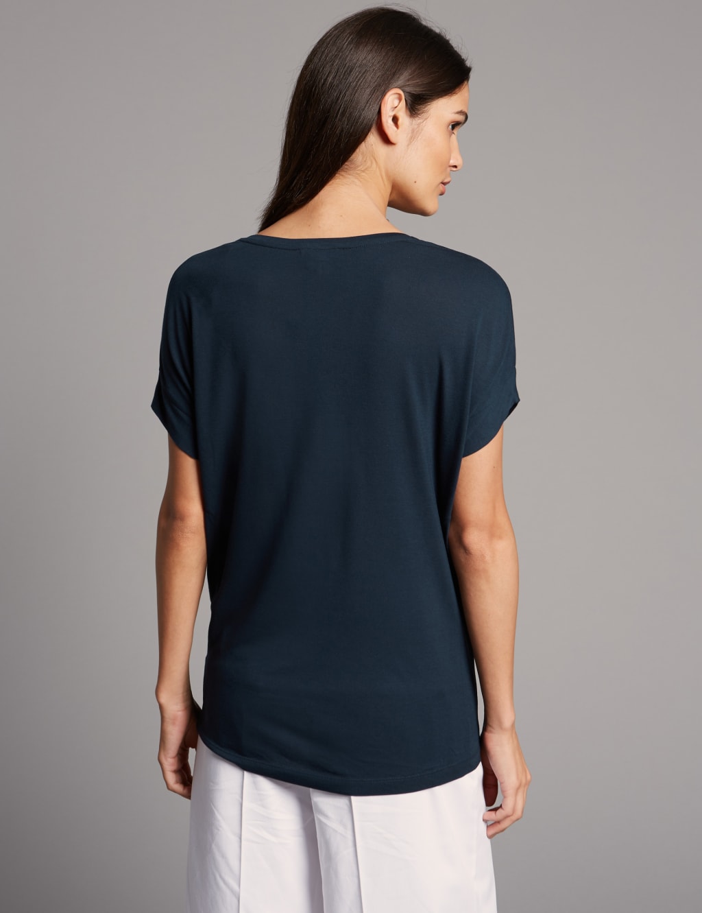 V-Neck Short Sleeve T-Shirt with Silk 4 of 4