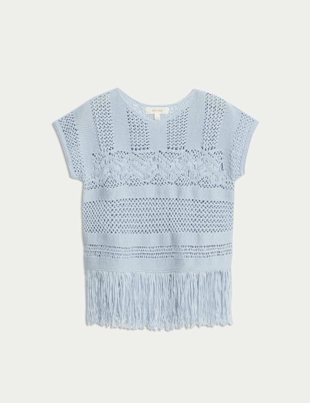 Cotton Rich Crew Neck Fringe Oversized Jumper 2 of 6