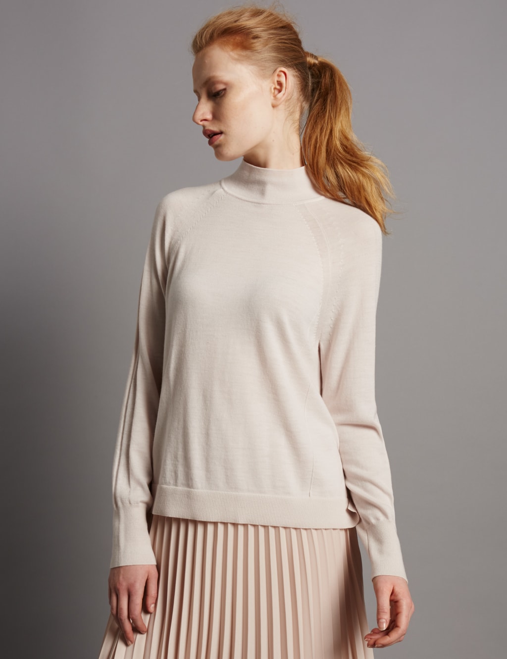 Pure Wool Split Back Turtle Neck Jumper 1 of 5