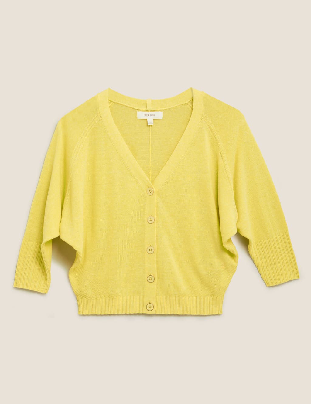 V-Neck Cropped Cardigan with Linen 2 of 5