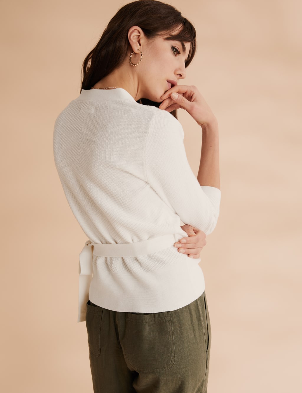 Cotton Textured V-Neck Cardigan 6 of 7