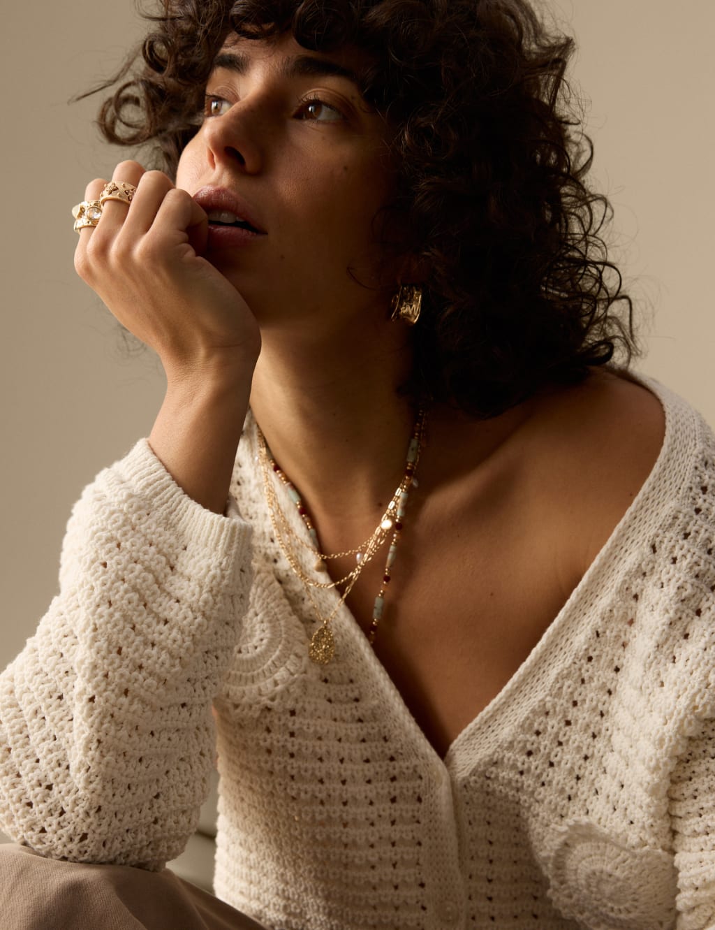 Cotton Blend Knitted V-Neck Cardigan 6 of 7