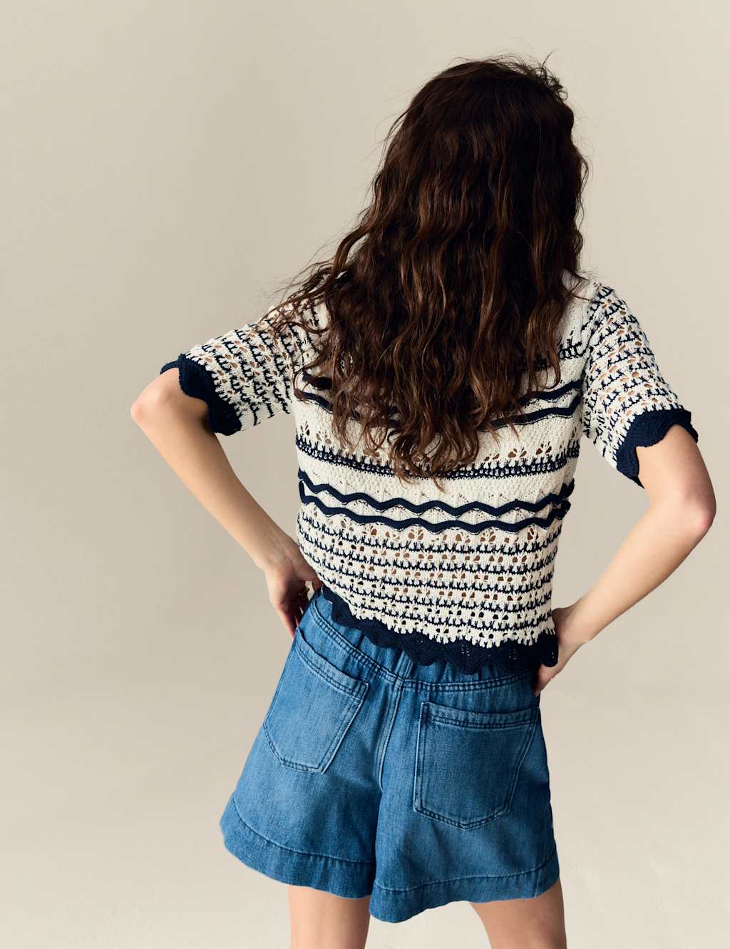 Cotton Blend Striped Knitted Top 5 of 5