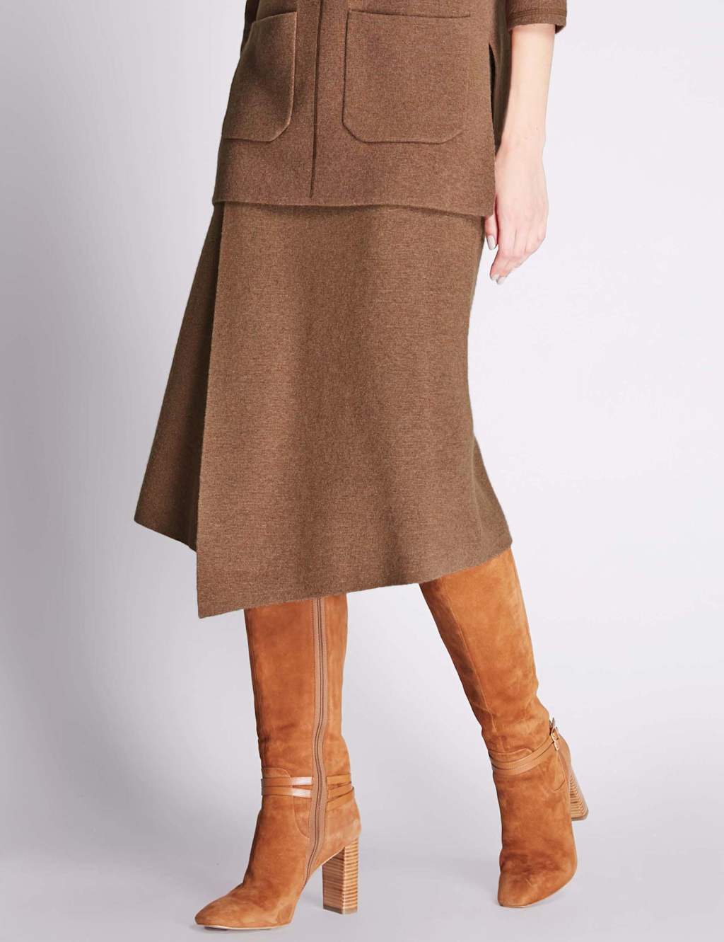 Wrap Knitted A-Line Skirt with Wool 1 of 4