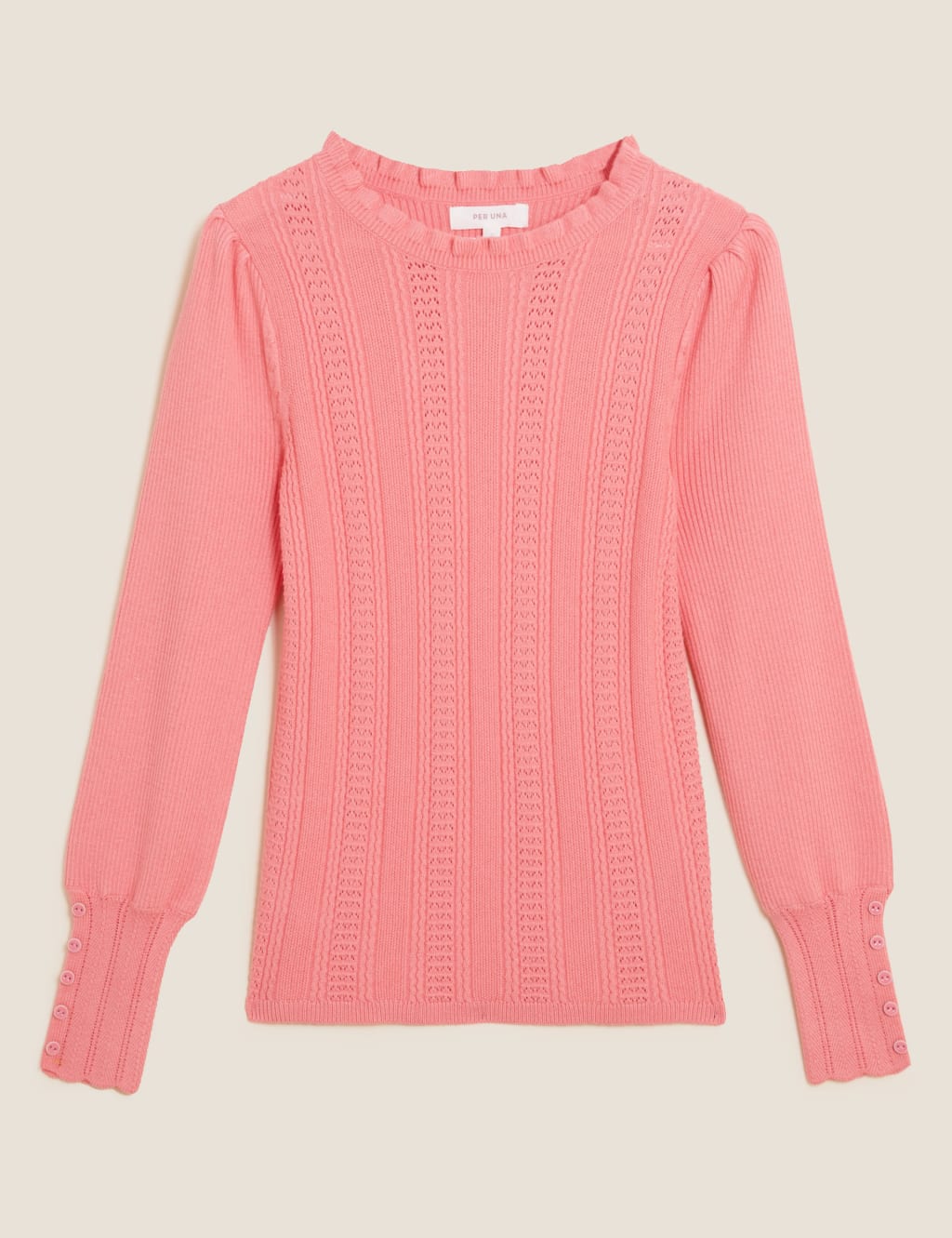 Pointelle Frill Detail Jumper with Wool 2 of 7