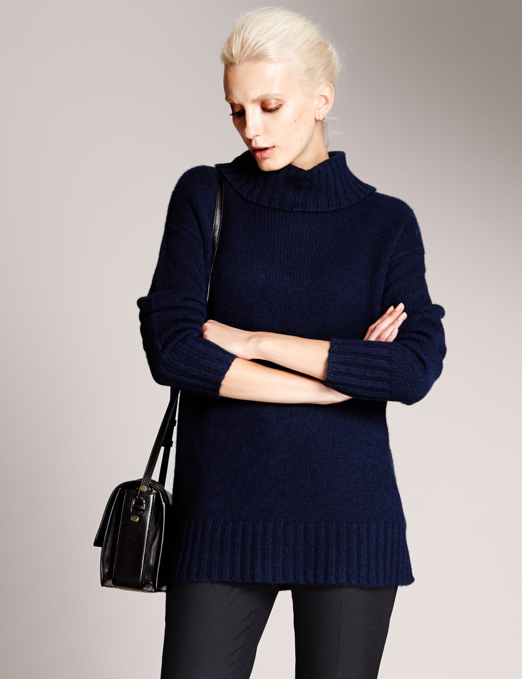 Pure Cashmere Funnel Neck Jumper 1 of 3