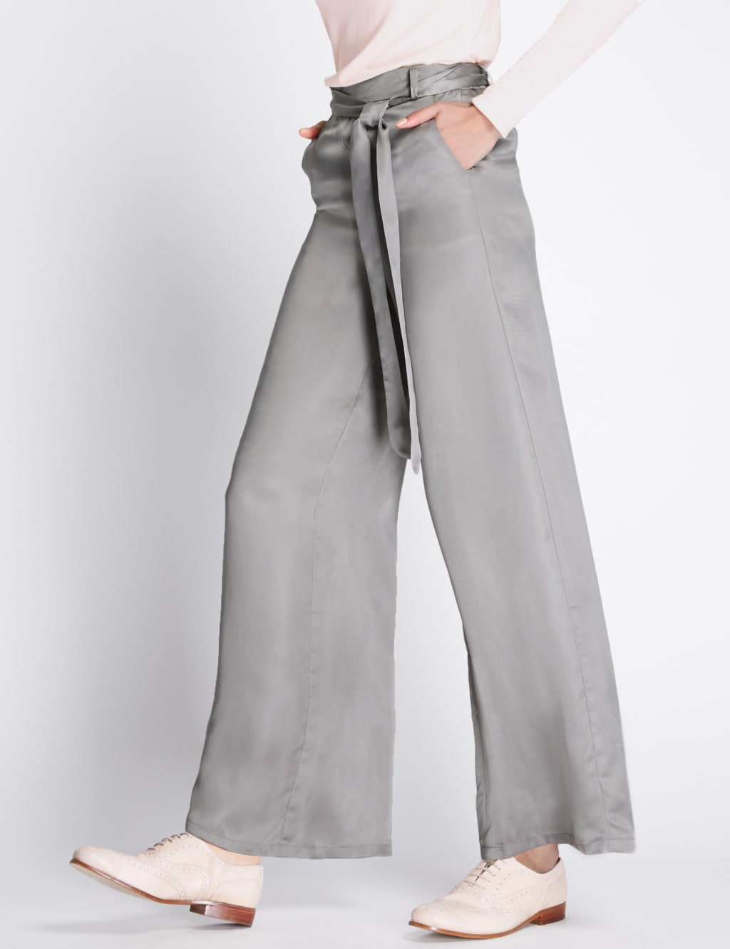 Satin Wide Leg Trousers 1 of 4