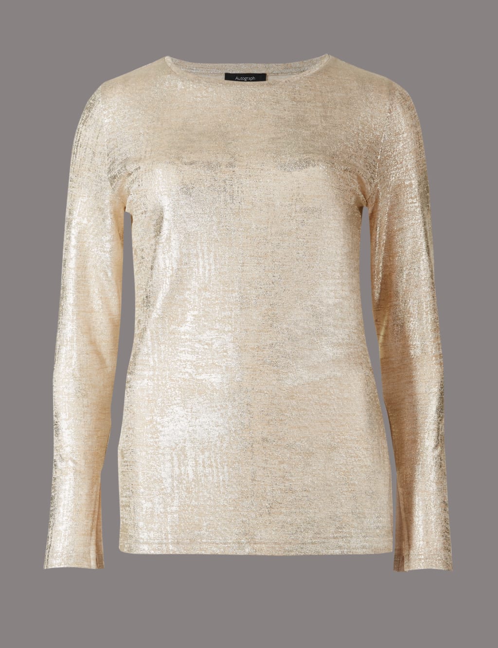 Metallic Round Neck Long Sleeve T-Shirt 2 of 5