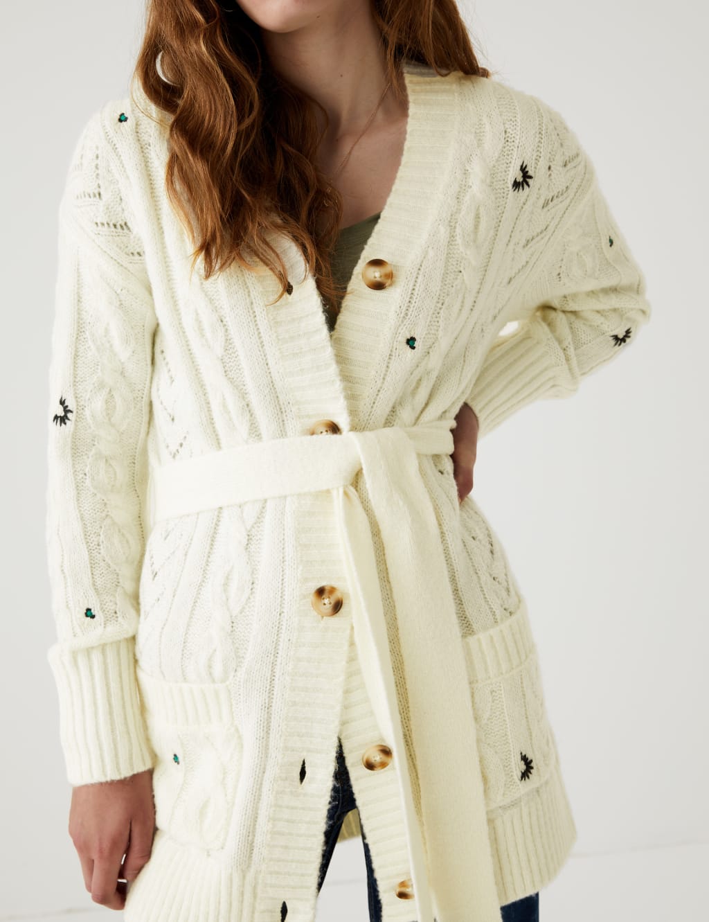 Wool belted cardigan cheap