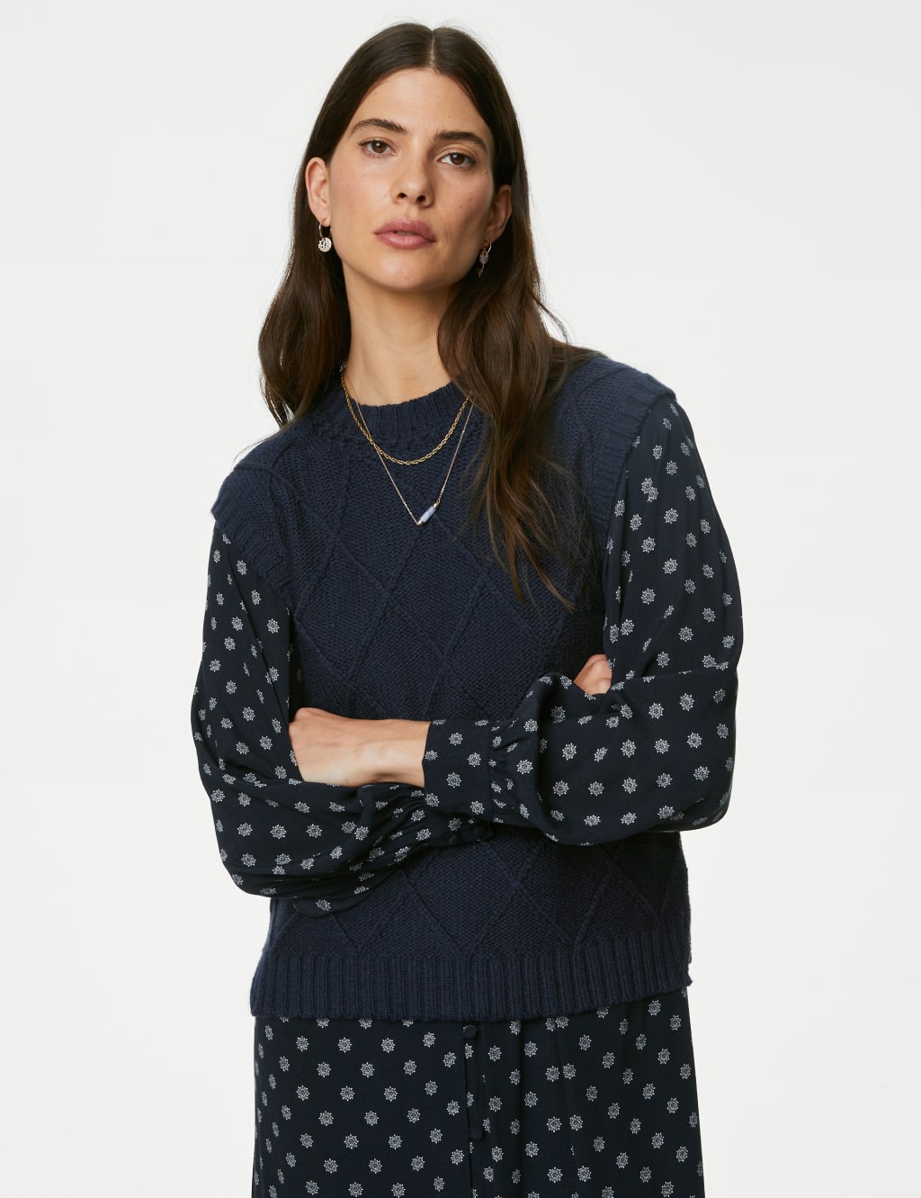 Diamond Stitch Knitted Vest with Wool 3 of 6