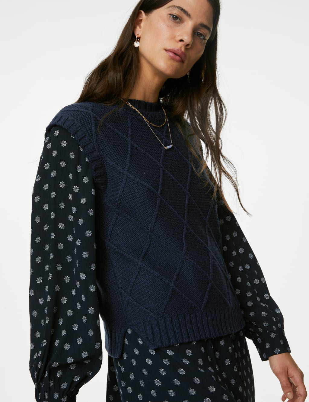 Diamond Stitch Knitted Vest with Wool 4 of 6