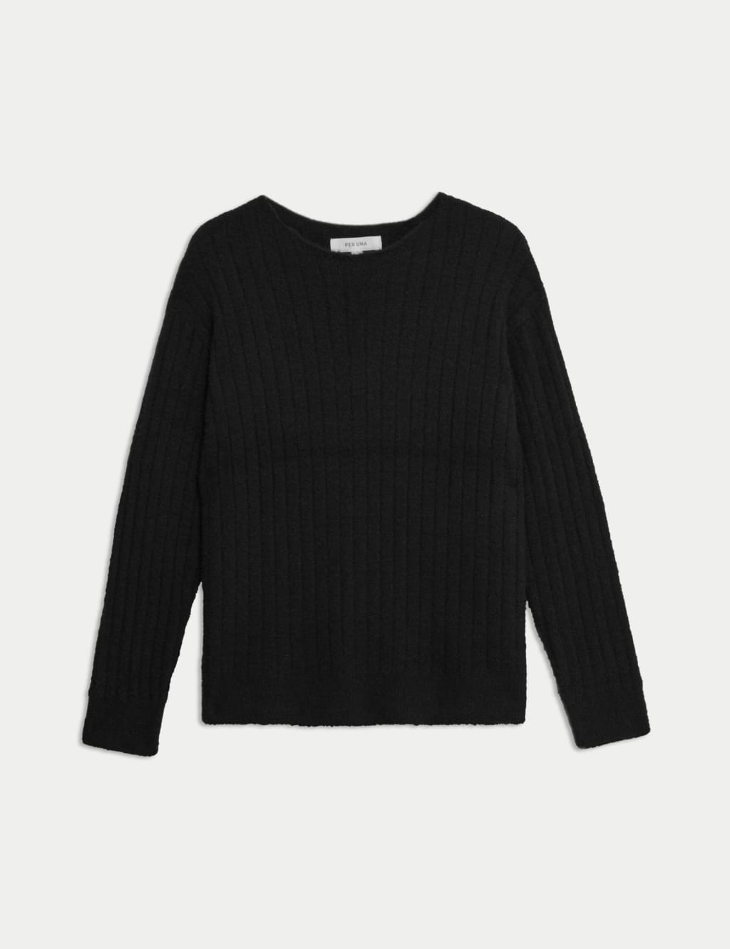 Textured Ribbed Scoop Neck Relaxed Jumper