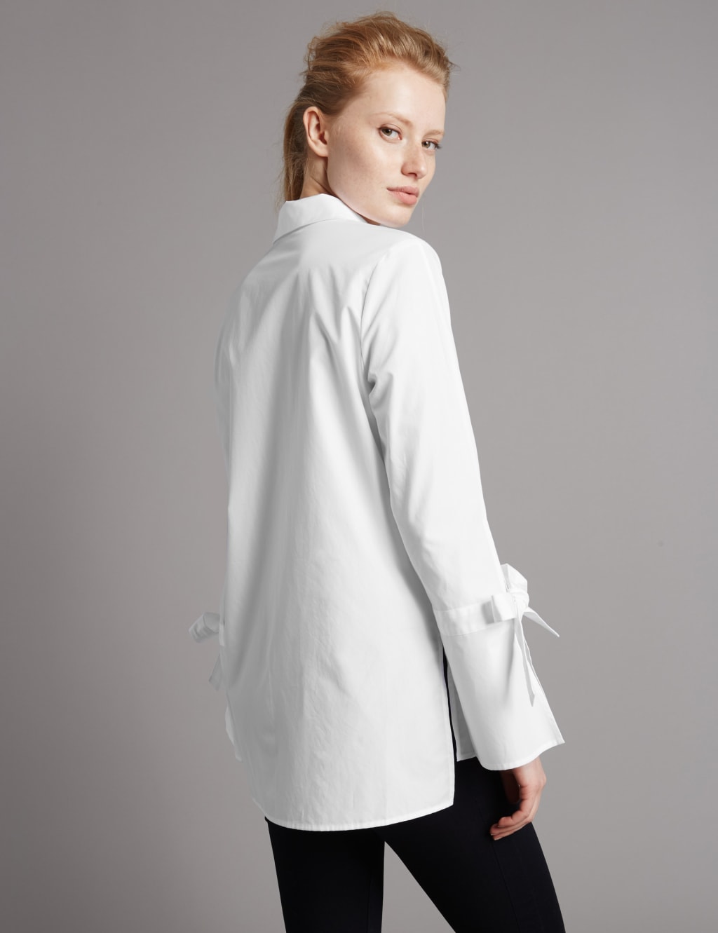 Pure Cotton Poplin Tie Sleeve Shirt 3 of 4