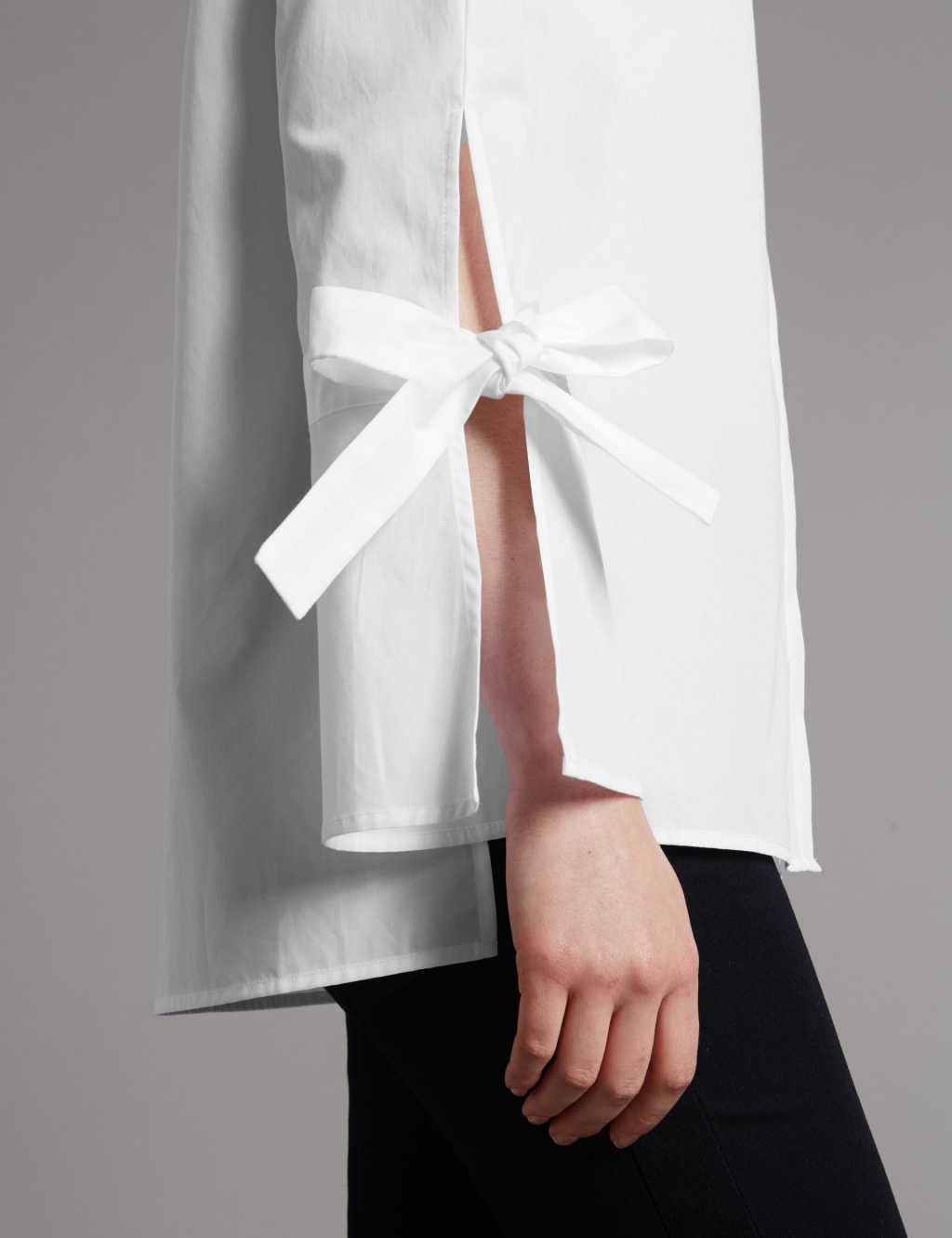 Pure Cotton Poplin Tie Sleeve Shirt 4 of 4