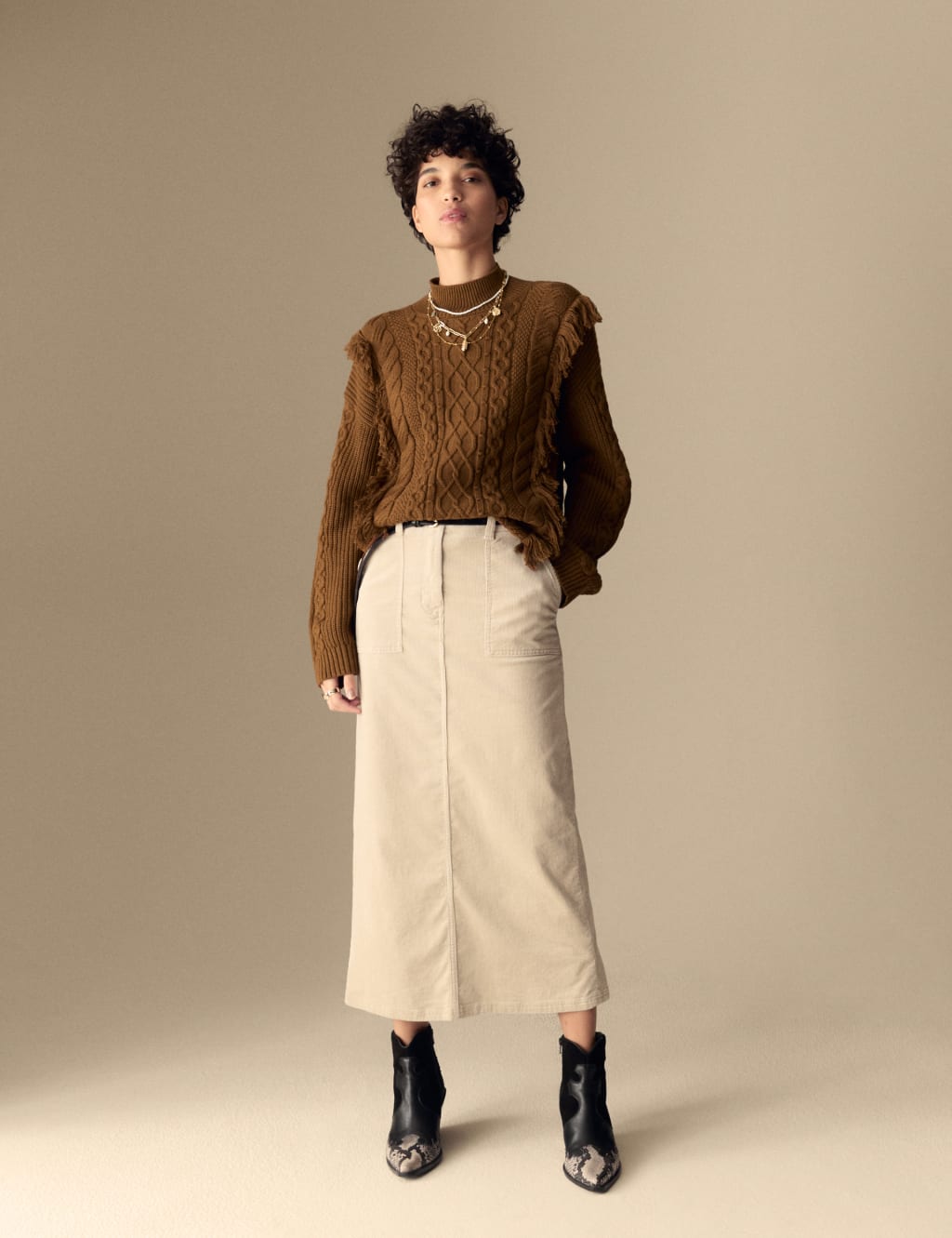 Cable knit fringe sweater store