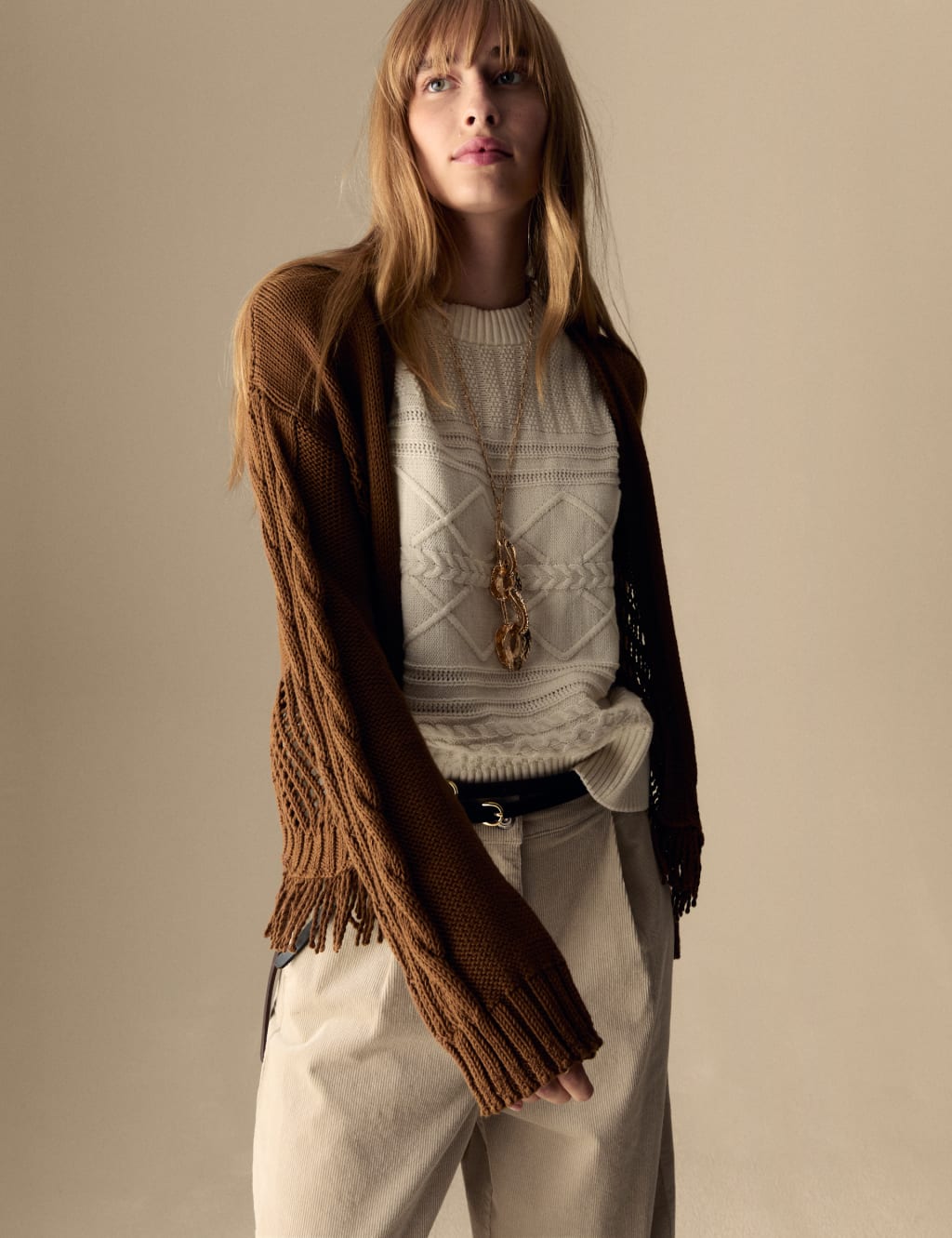 Pure Cotton Fringed Cardigan Per Una M S