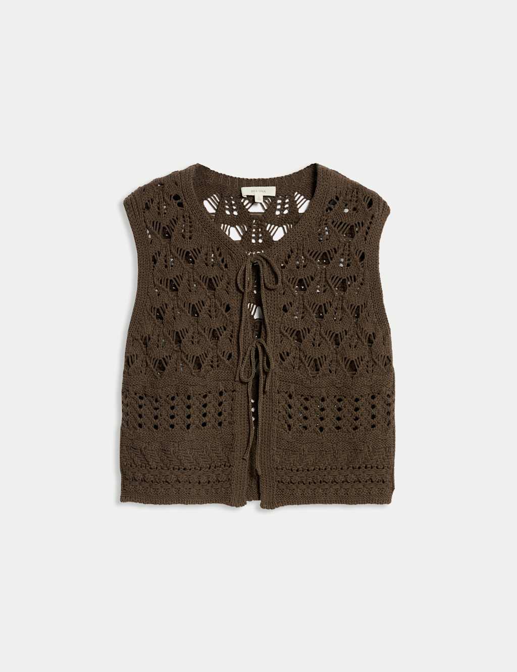 Cotton Rich Knitted Tie Front Tabard 2 of 5