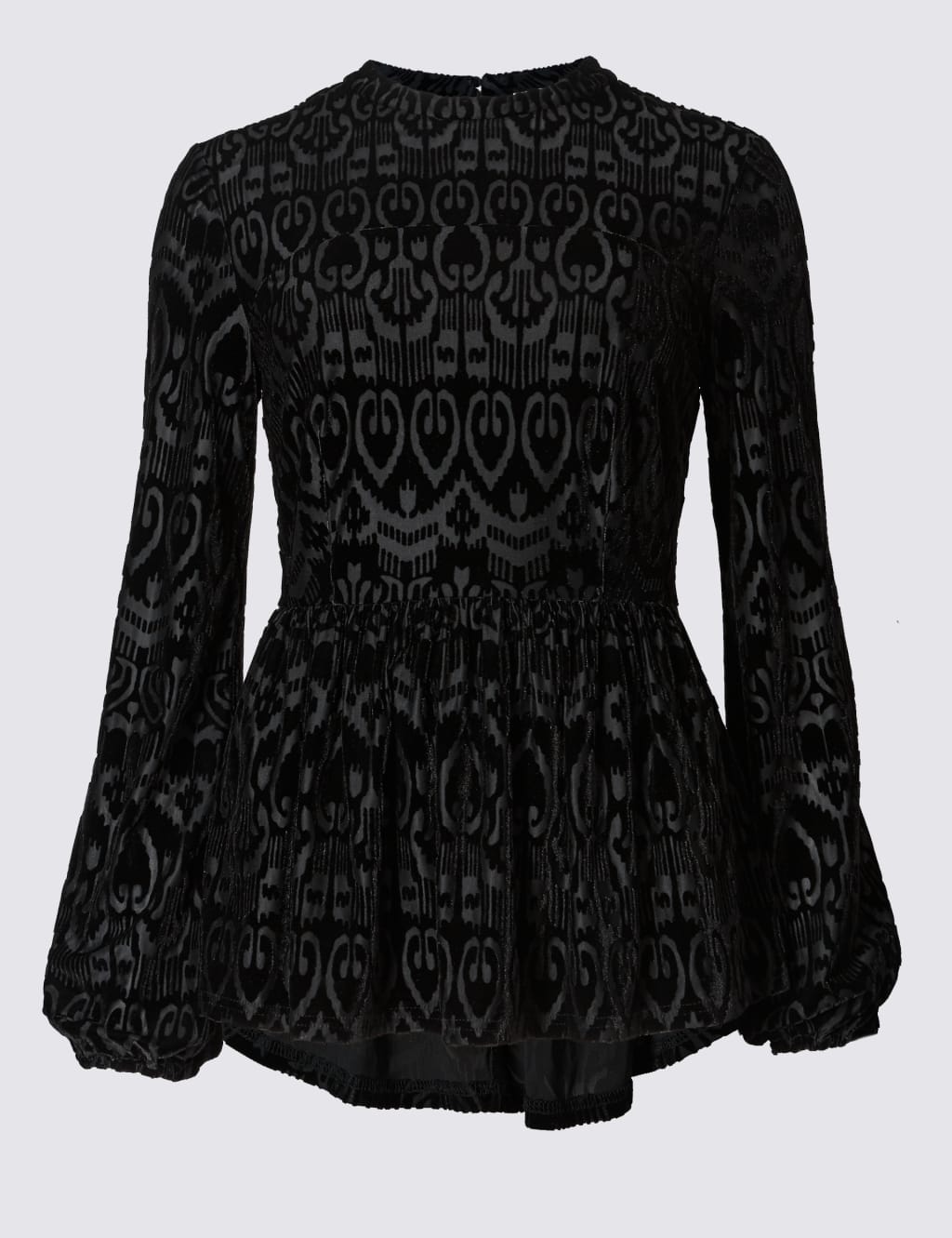 Devore Peplum Long Sleeve Top 2 of 3