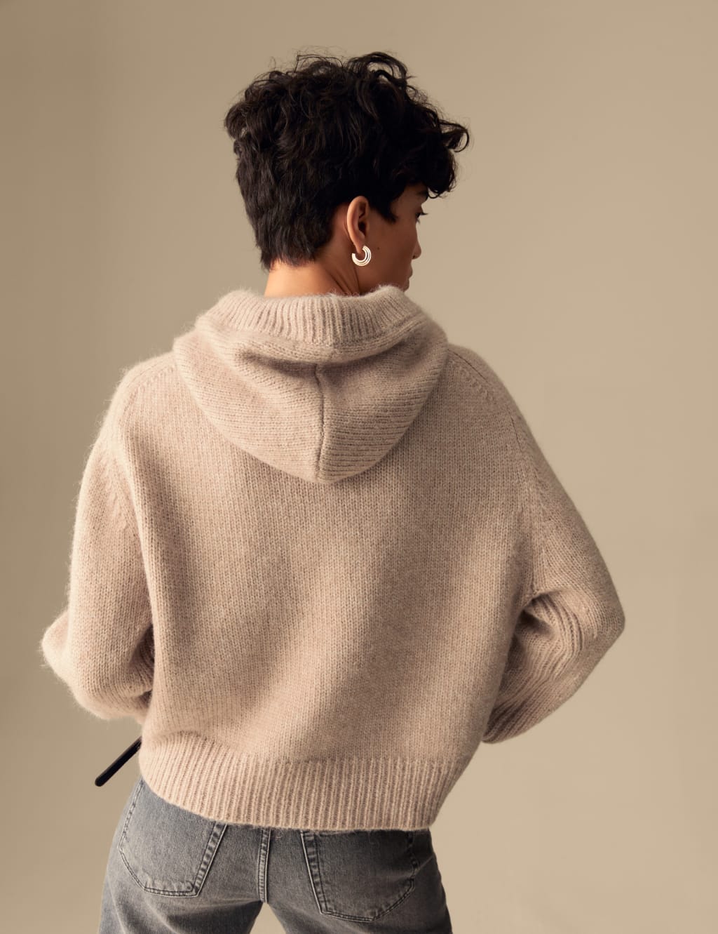 Textured Hoodie with Alpaca Per Una M S