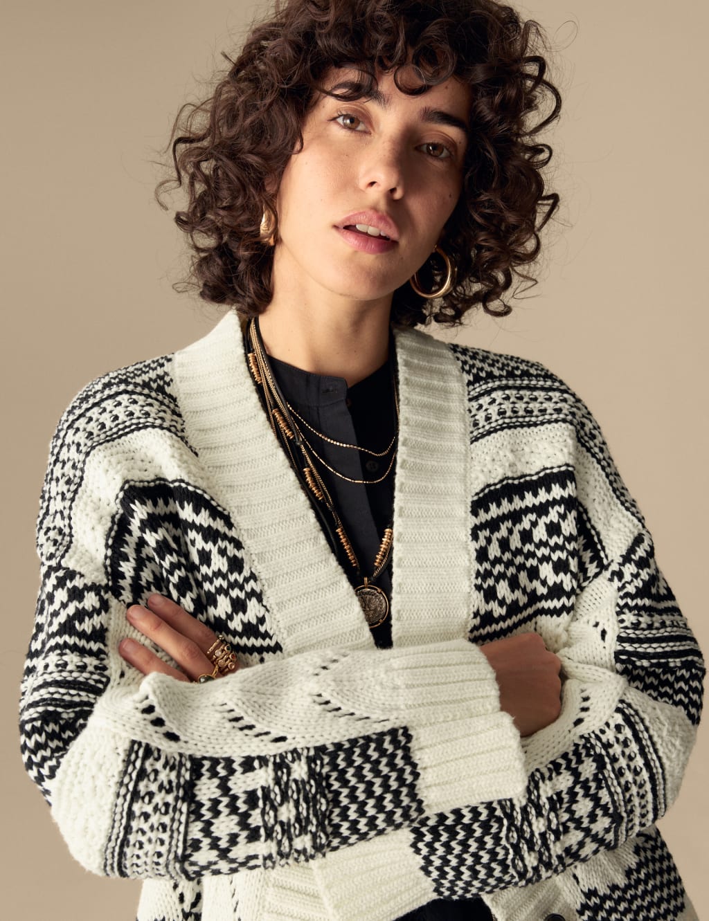 Cotton Rich Striped Textured V-Neck Cardigan 6 of 7