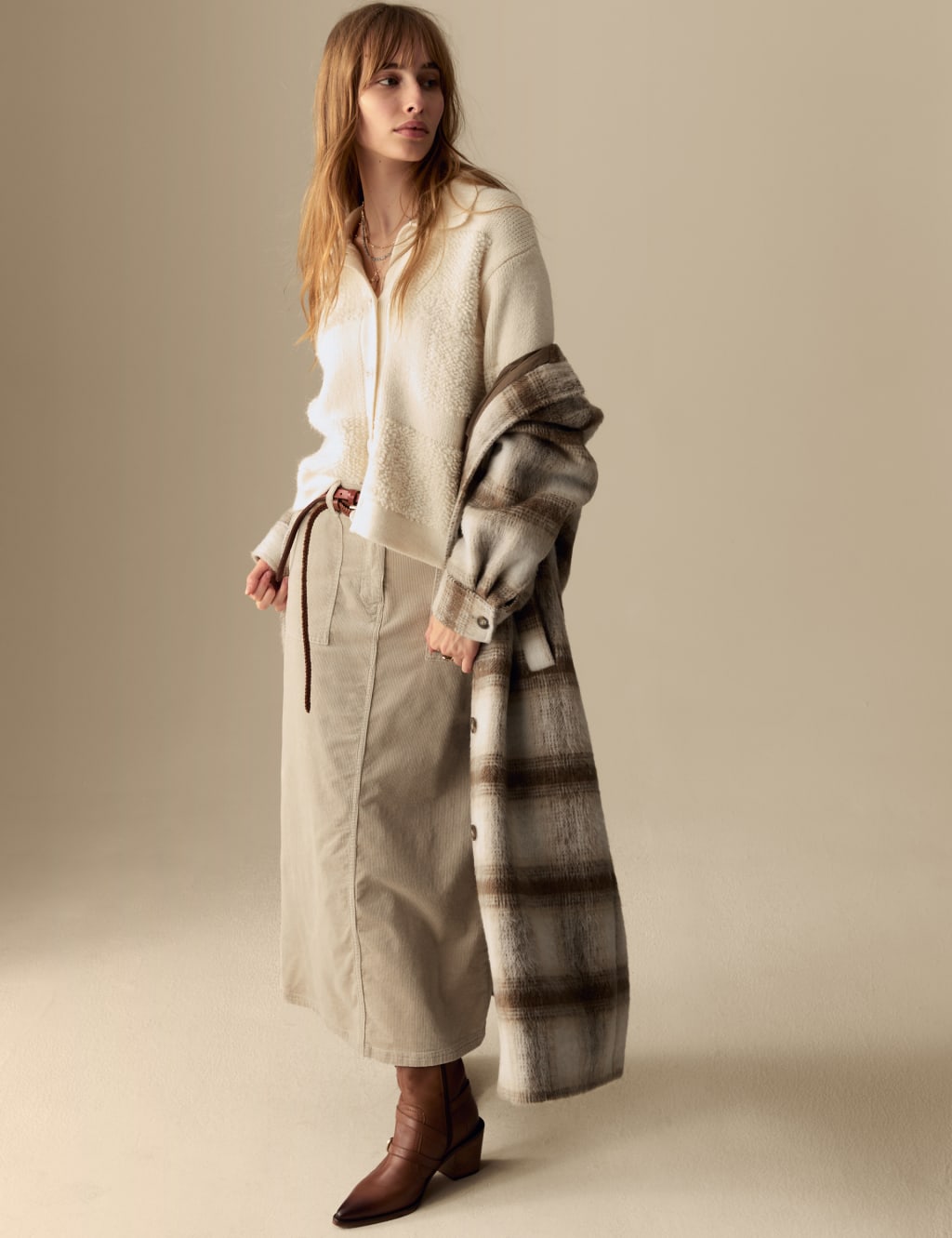 Plaid button front cardigan cheap