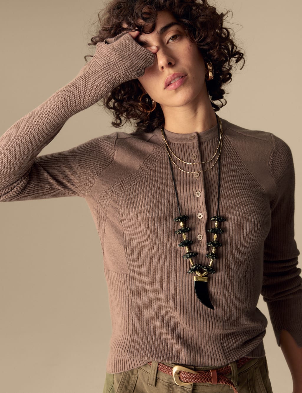 Cotton Blend Henley Neck Jumper 4 of 4
