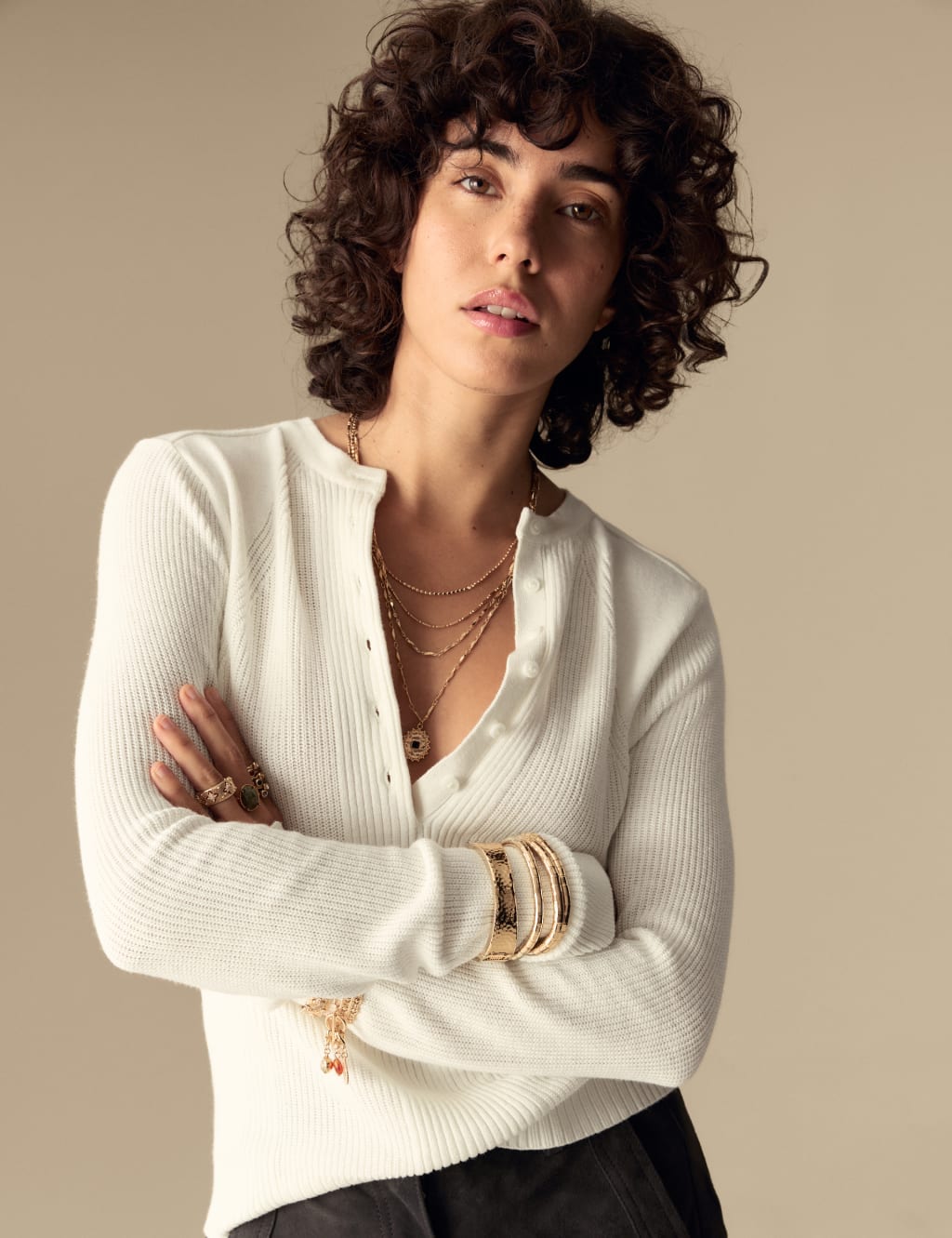 Cotton Blend Henley Neck Jumper 4 of 4