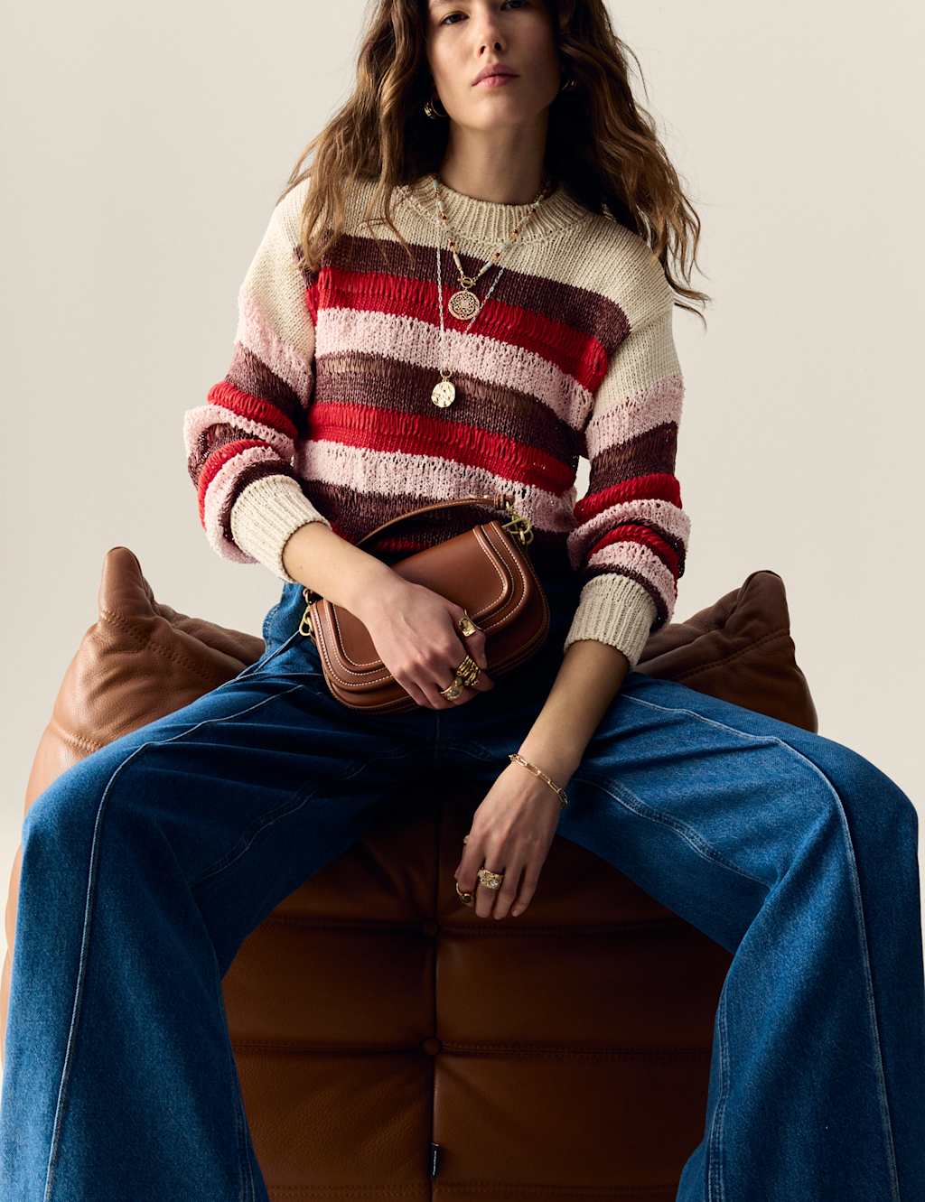 Cotton Blend Striped Cropped Jumper 5 of 7