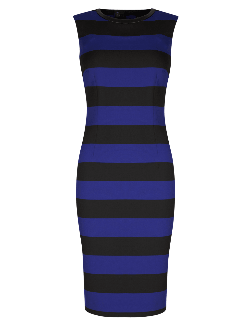 Faux Leather Trim Striped Shift Dress 2 of 6