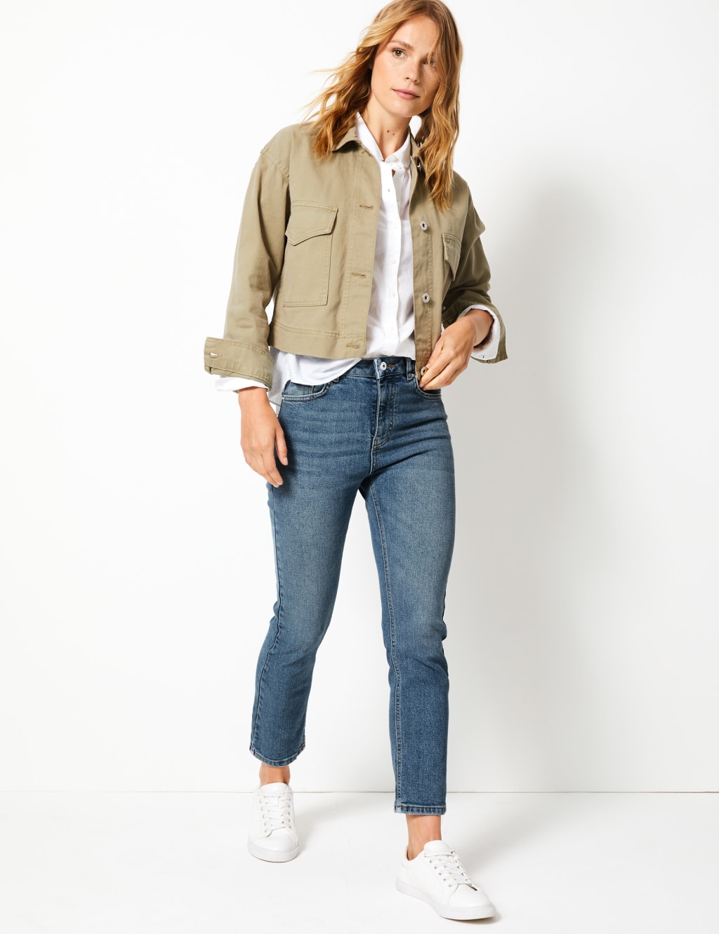 Authentic Straight Leg Cropped Jeans Per Una M S