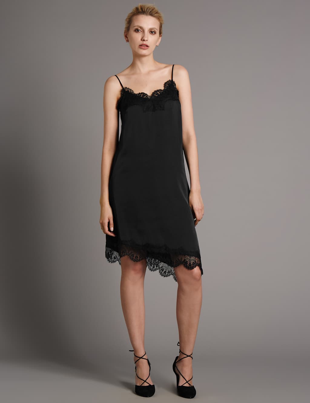Satin Asymmetric Hem Dress 1 of 3