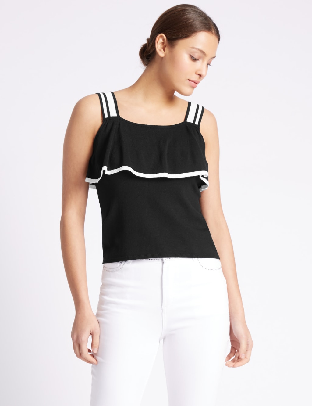 Ruffle Scoop Neck Sleeveless Jumper Per Una M S