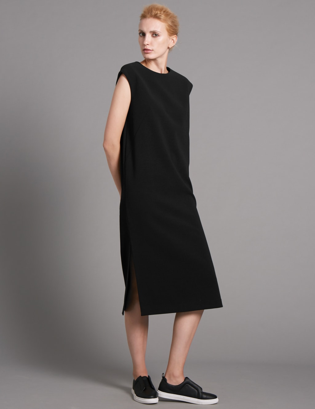 Bonded Fabric Cap Sleeve Shift Dress 1 of 4