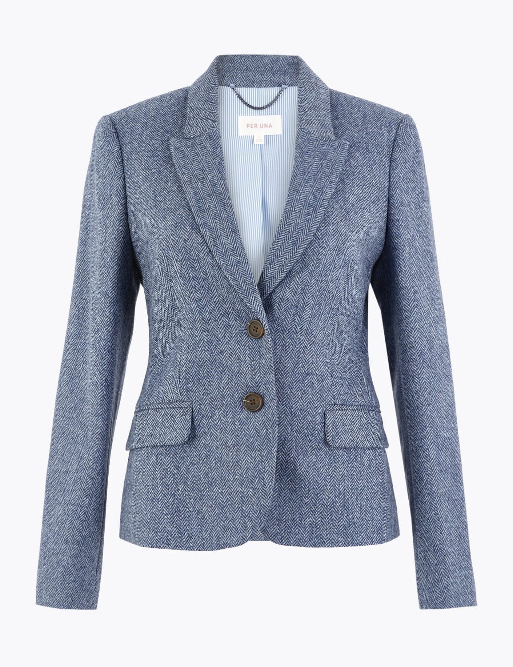 Pure Wool Tweed Single Breasted Blazer Per Una M S