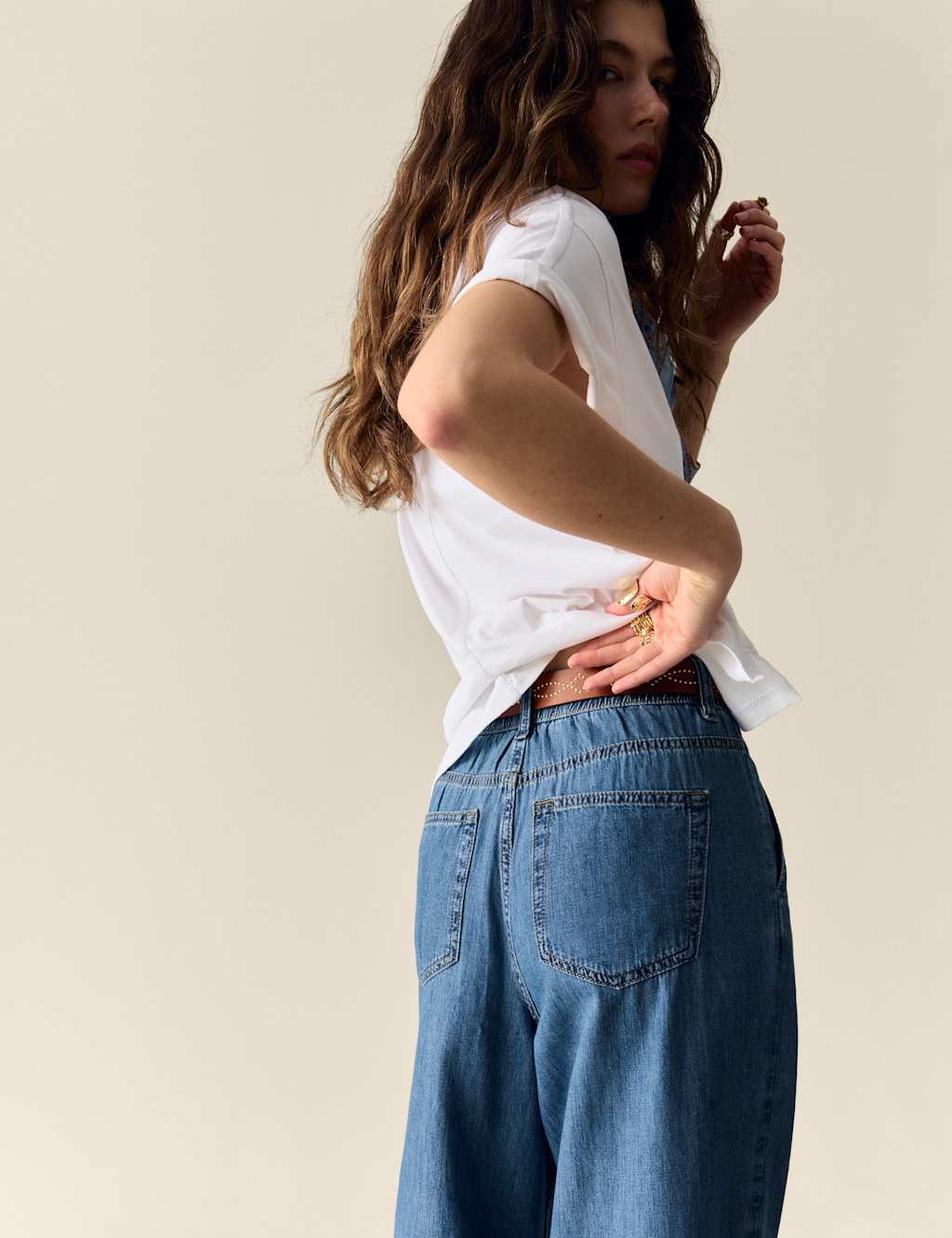 Denim High Waisted Pleat Front Wide Leg Jeans 4 of 4