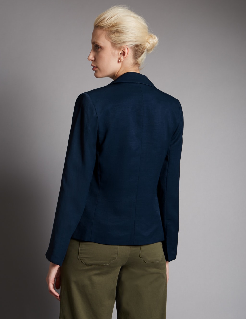 Tailored Fit Slim Collared Jacket with Linen 3 of 4