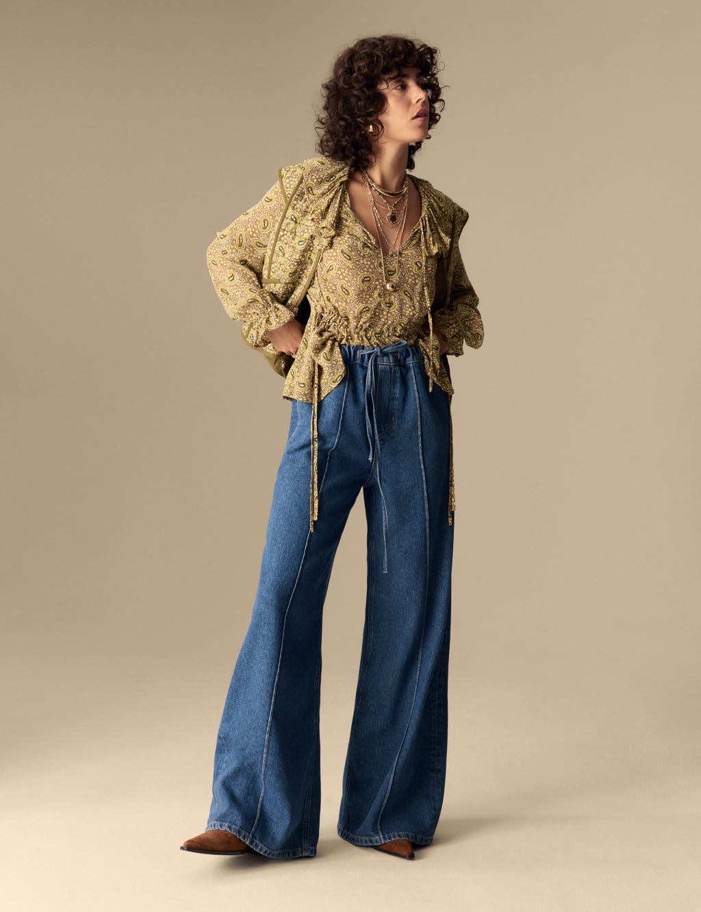 Lyocell Blend Pintuck Wide Leg Jeans 5 of 5