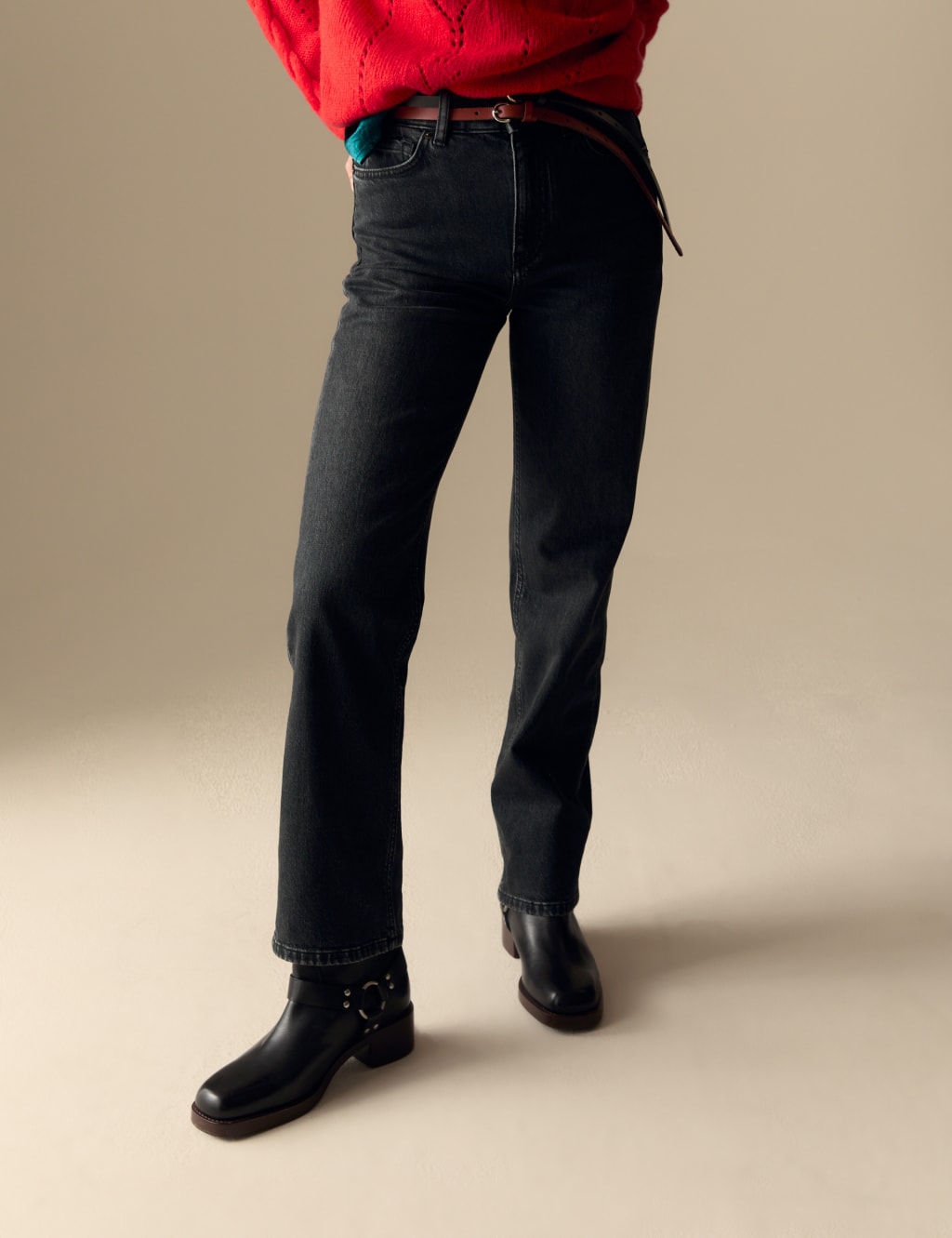 Mid Rise Straight Leg Ankle Grazer Jeans 3 of 6