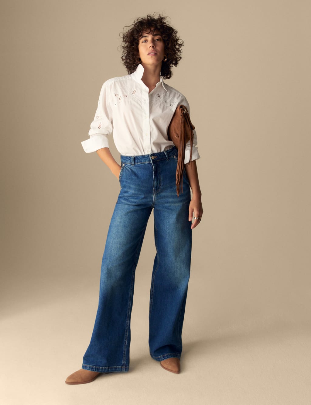 High Waisted Wide Leg Jeans with Lyocell 3 of 5