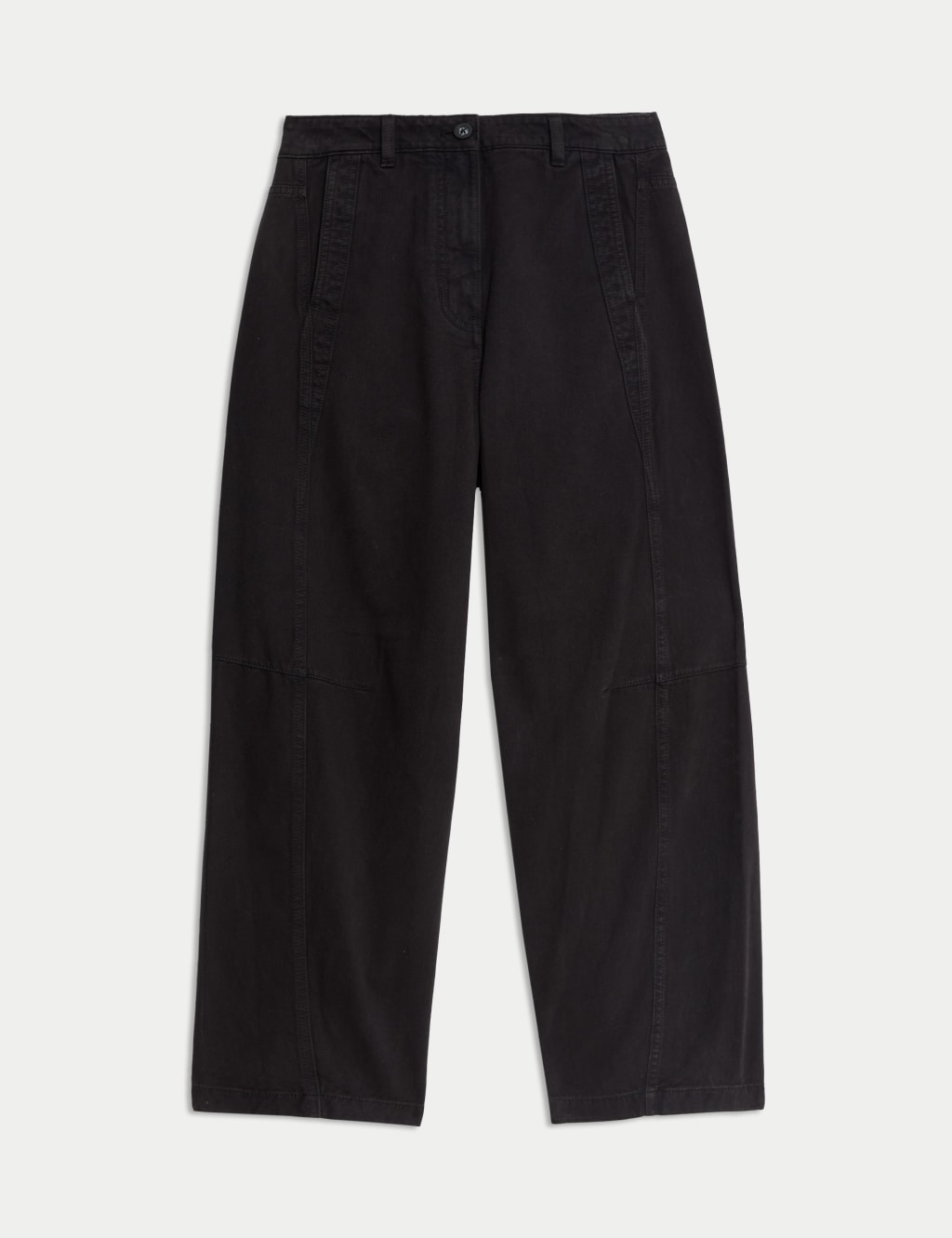 Pure Cotton Seam Detail Barrel Leg Trousers 2 of 5