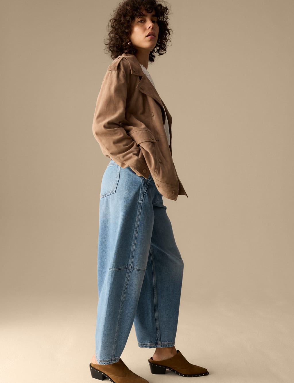 Lyocell Blend High Waisted Barrel Ankle Grazer Jeans 5 of 5
