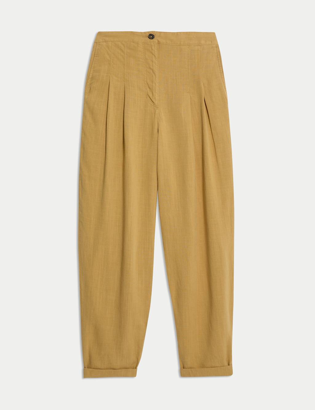 Linen Blend Pleat Front Tapered Trousers 2 of 5