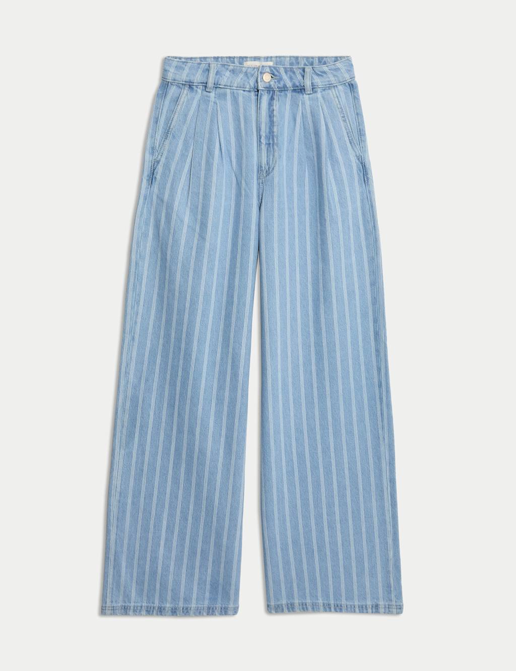 Pure Cotton Denim Striped Wide Leg 2 of 5