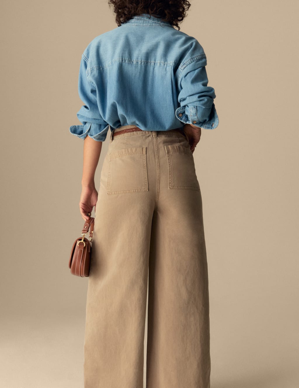 Pure Cotton Patch Pocket Wide Leg Trousers 4 of 4