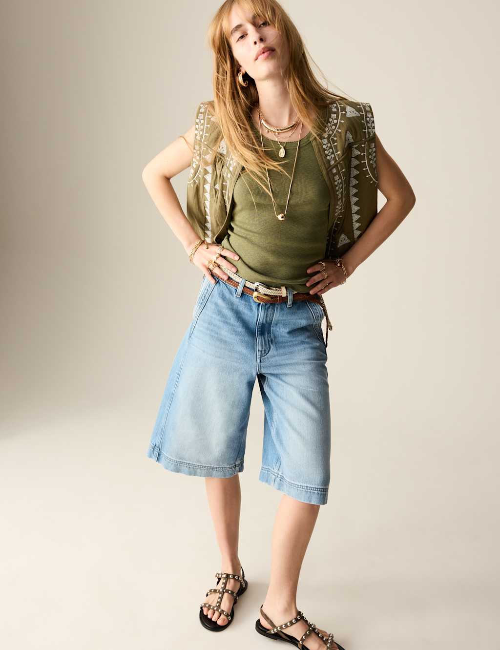 Denim High Waisted Bermuda Shorts 3 of 5